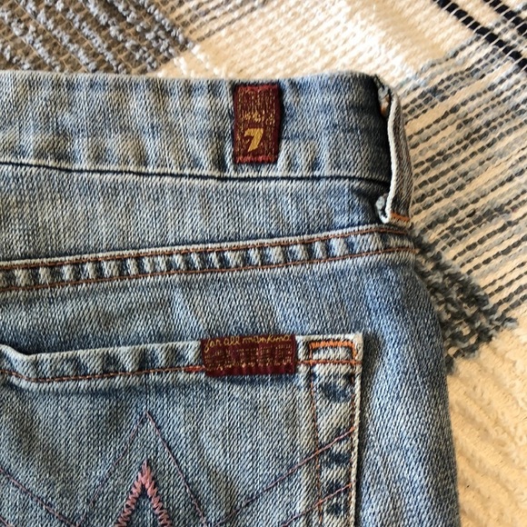 7 For All Mankind Womens Jeans Sz 29 Fit & Flare Cropped Western Mid Rise Casual - Picture 8 of 9
